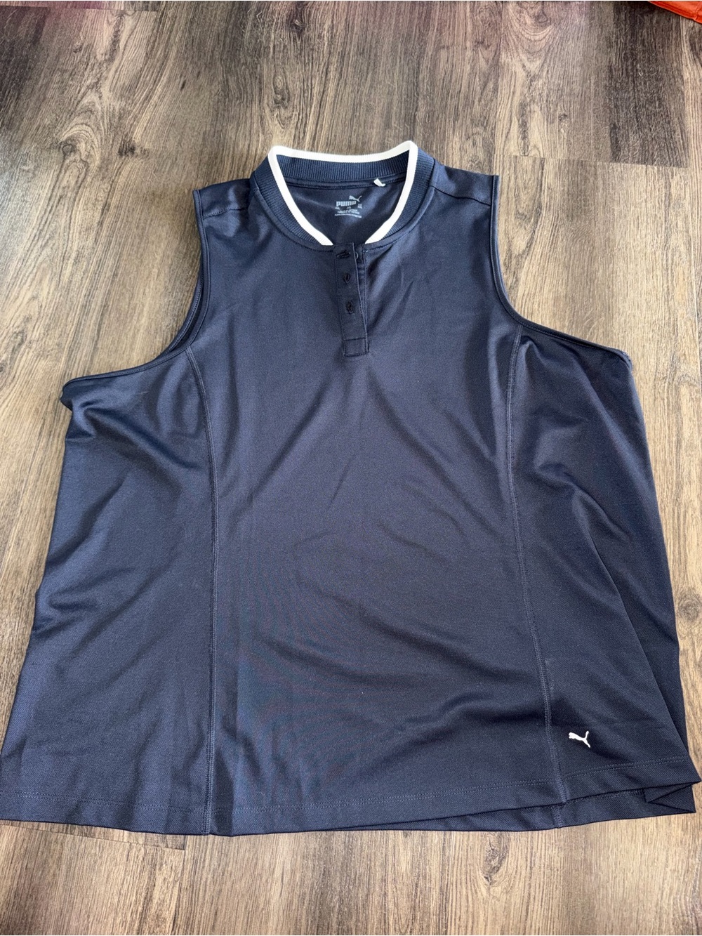 Puma Women’s Navy Blue Golf Sleeveless Henley with White Trim
